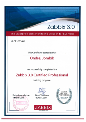 Zabbix 3.0 Certified Professional